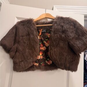 Betsey Johnson genuine Rabbit Fur Bolero